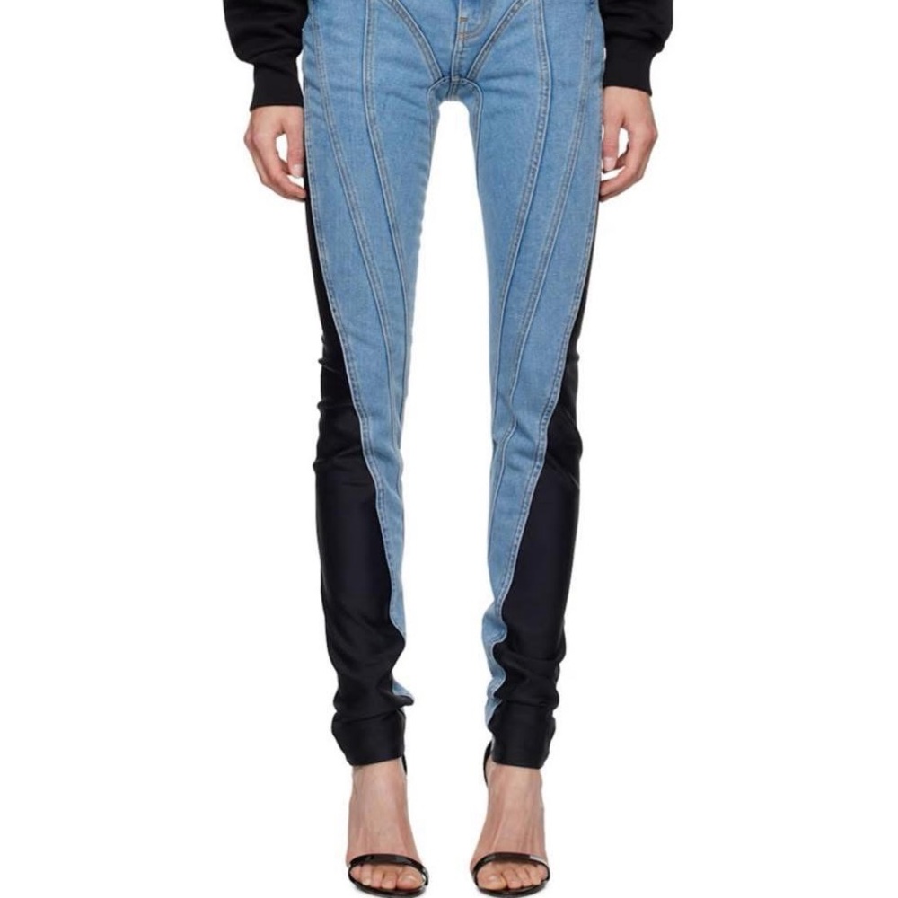 Mugler Blue and Black Panel Jeans